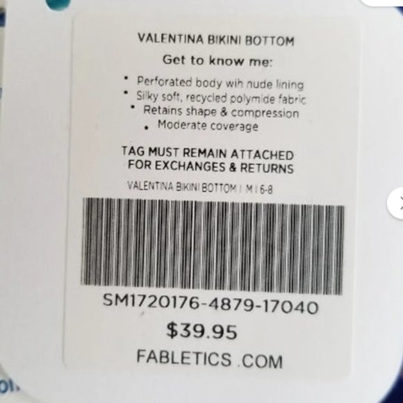 NWT FABLETICS VALENTINA BIKINI BOTTOM SWIMSUIT BLUE M S - Picture 7 of 9